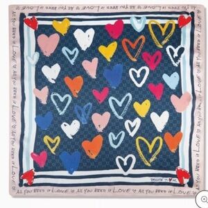 New BRIGHTON Color of Love Scarf Multi Colored Hearts All You Need Is Love NWT